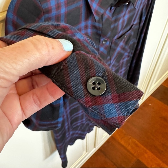 Cabi Moody Plaid Peplum Hem Women’s Button Front Blouse Shirt Top Style 3431 XS - Picture 7 of 11